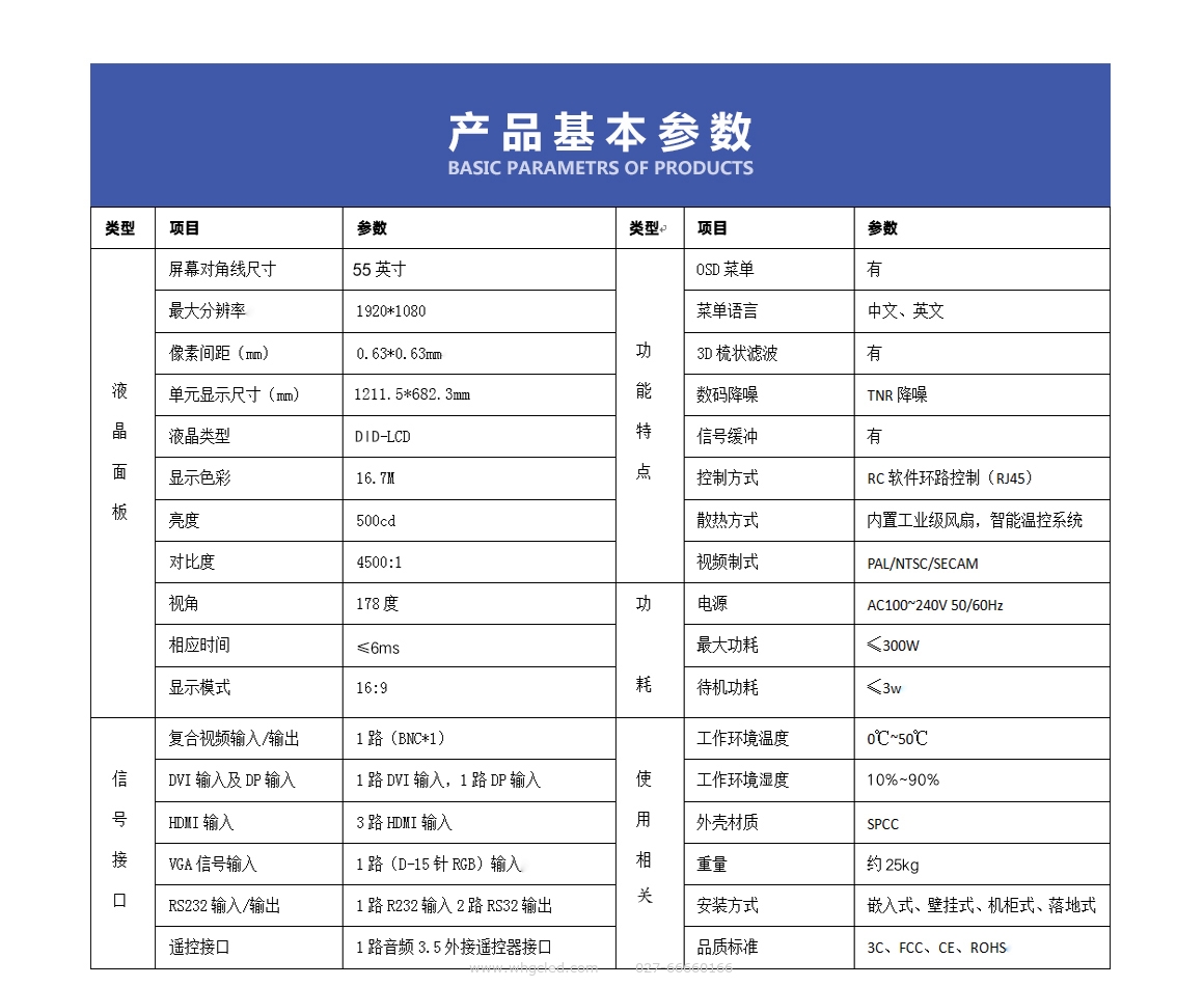 55寸1.7mm液晶拼接屏